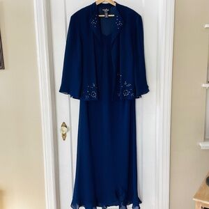 Positive Attitude Navy 2 Piece Dress Jacket Set women’s 20w Formal Wedding MOB